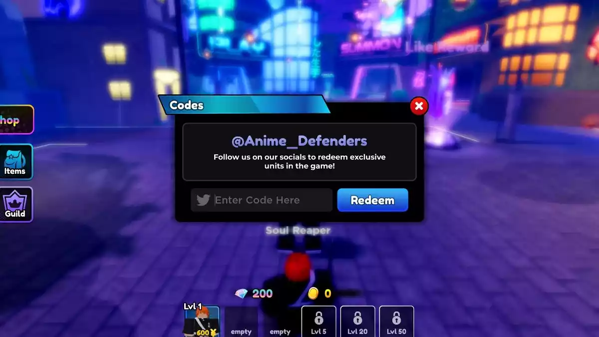 Como resgatar os códigos Anime Defenders