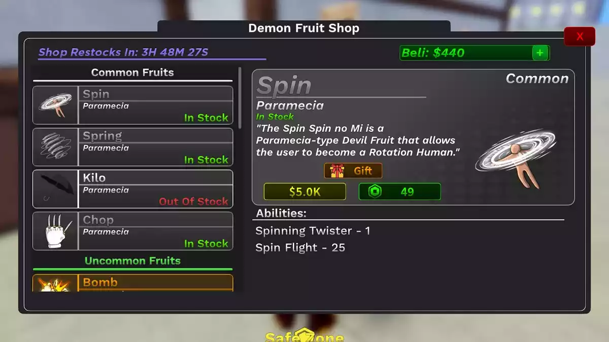 Spin tier list fruits demon piece