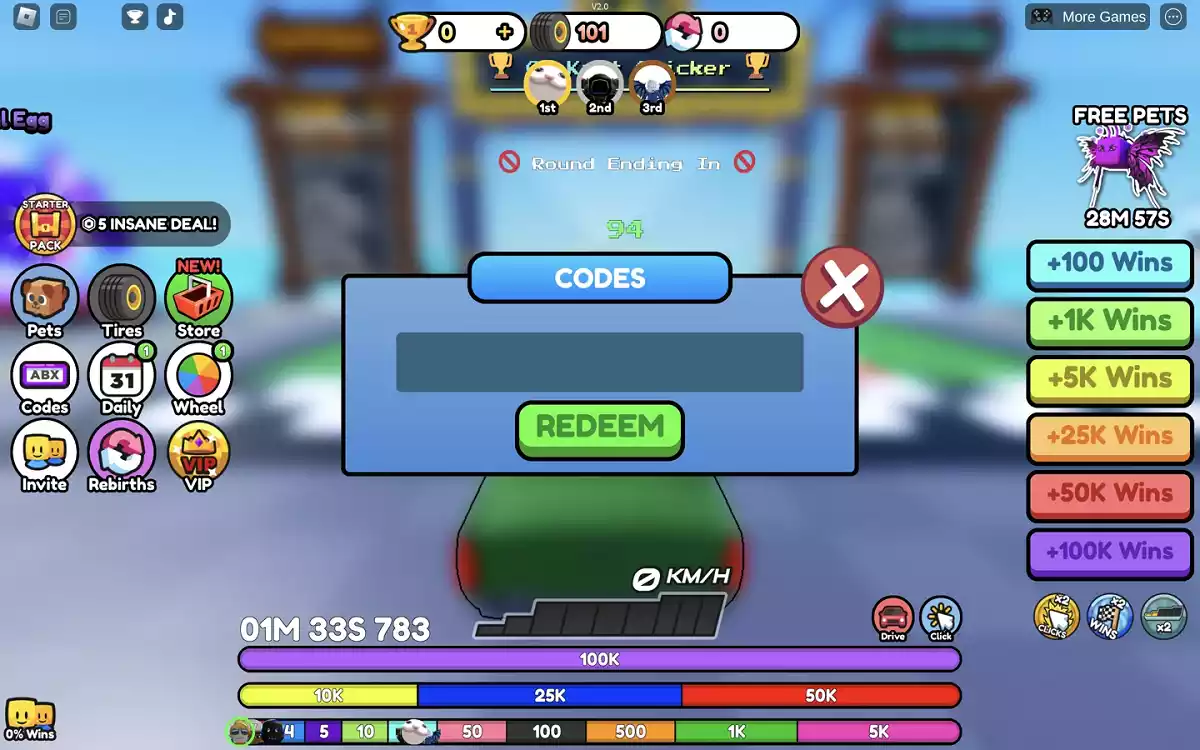 como resgatar Códigos Car Race Clicker