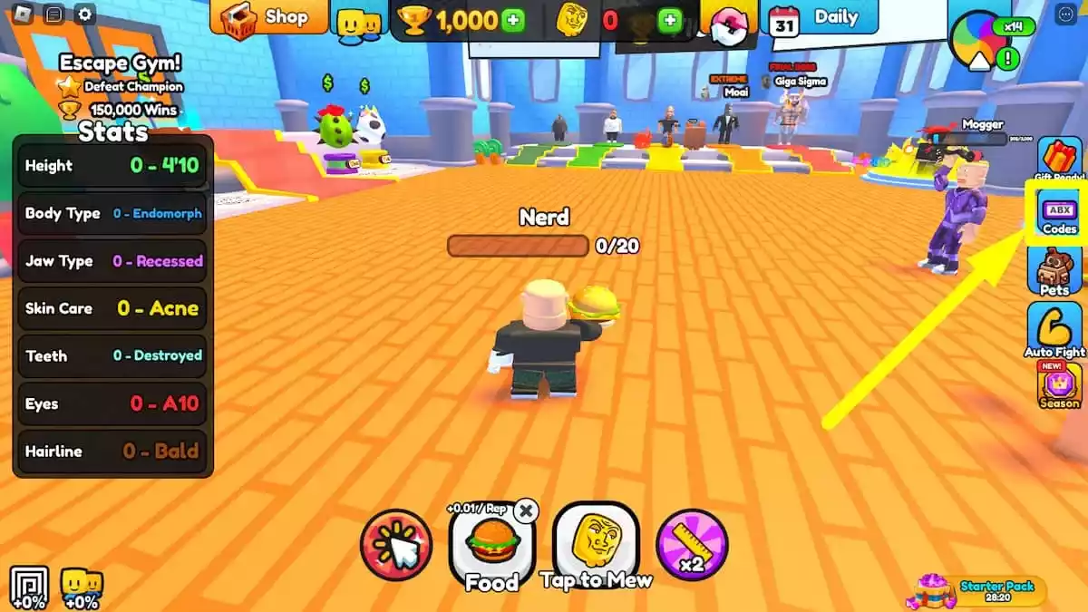 como resgatar Códigos Mewing Simulator