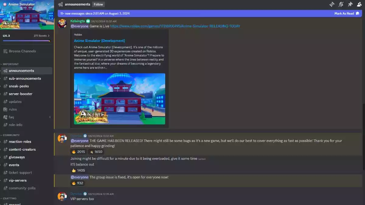Anime Simulator discord