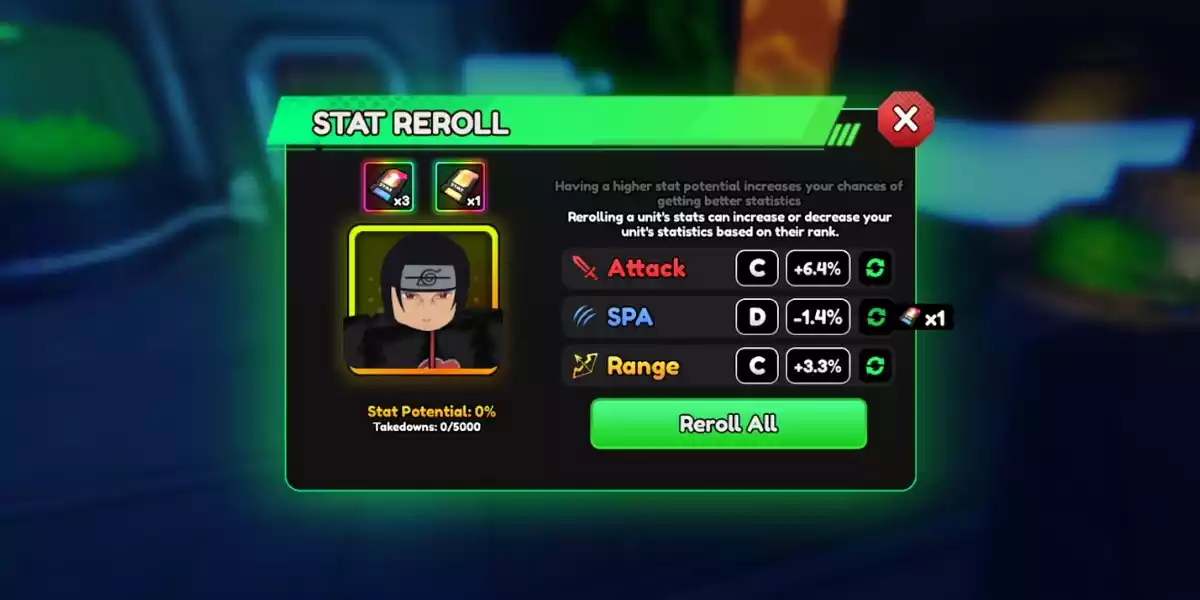 Como fazer Reroll das Estatisticas em Anime Vanguards