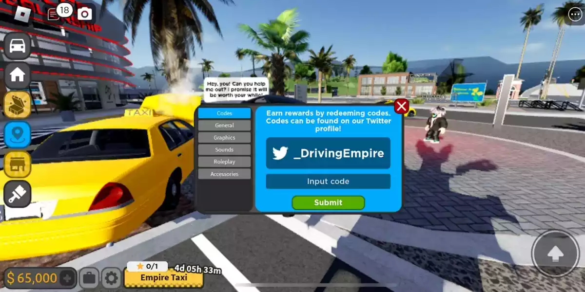 Como resgatar os codigos Driving Empire