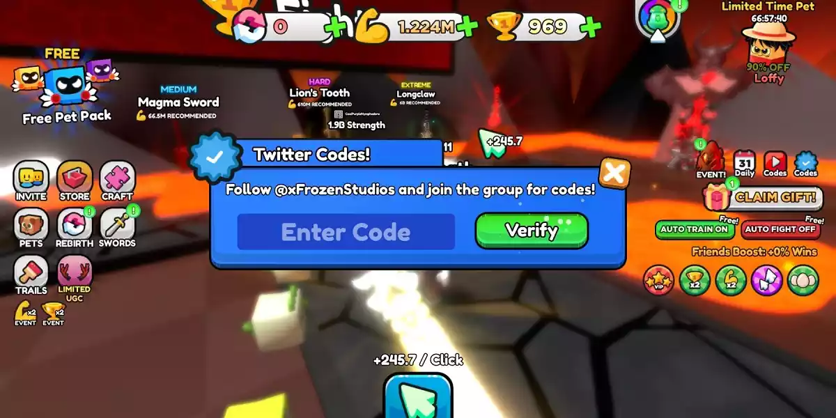 Como resgatar os codigos Pull a Sword